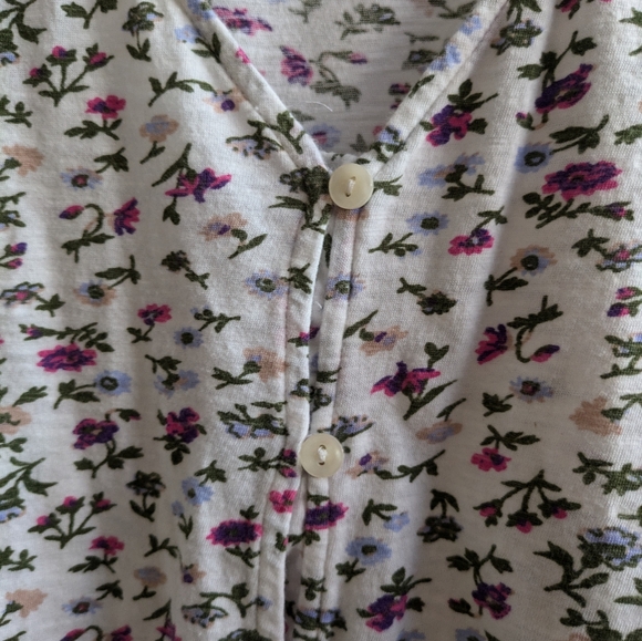 Lucky Brand cotton floral boho white-pink top, sz M - Picture 4 of 11